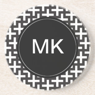 Black and White Geometric Coaster