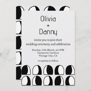 Black and White Geometric Contemporary Wedding Invitation