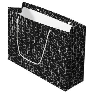 Black and White Geometric Cube Pattern Large Gift Bag