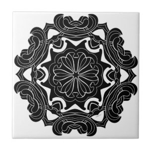 Black and White Geometric Design Tile