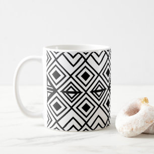 Black and White Geometric Diamond Pattern   Coffee Mug
