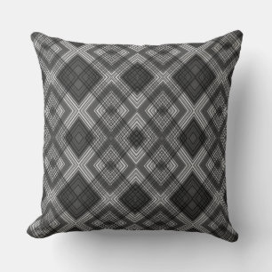 Black and white geometric diamond pattern throw pillow