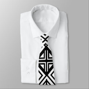 Black and White Geometric Diamond Pattern Tie