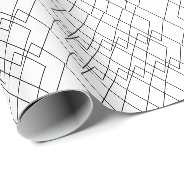 Black and White Geometric Diamond  Wrapping Paper (Roll Corner)