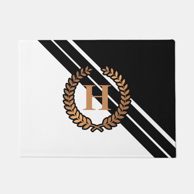 Black and White Geometric Doormat (Front)
