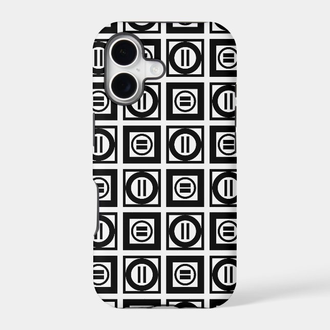 Black and White Geometric Equal Sign Pattern (Back)