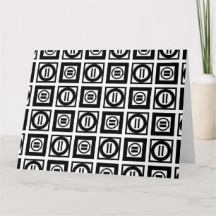 Black and White Geometric Equal Sign Pattern Card