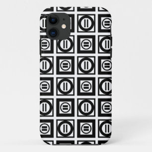 Black and White Geometric Equal Sign Pattern iPhone 11 Case