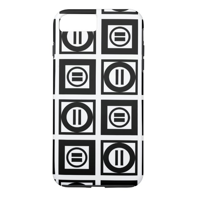 Black and White Geometric Equal Sign Pattern Case-Mate iPhone Case (Back)
