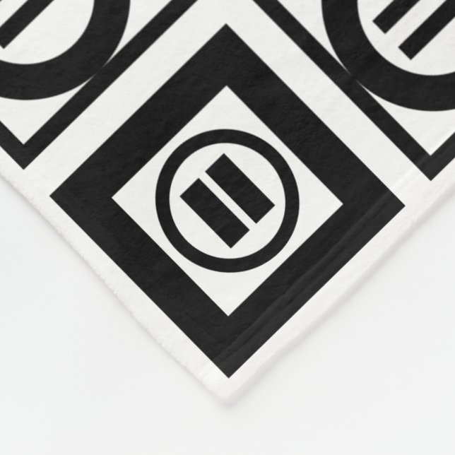 Black and White Geometric Equal Sign Pattern Fleece Blanket (Corner)