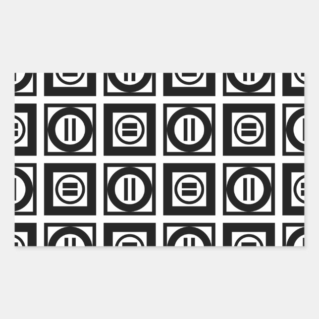 Black and White Geometric Equal Sign Pattern Sticker (Front)