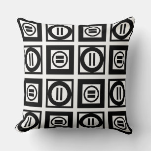 Black and White Geometric Equal Sign Pattern Throw Pillow