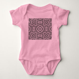 black and white geometric ethnic pattern ornament baby bodysuit