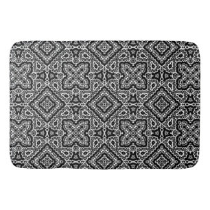  black and white geometric ethnic pattern ornament bath mat
