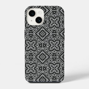 black and white geometric ethnic pattern ornament iPhone 14 case