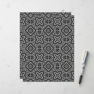 black and white geometric ethnic pattern ornament letterhead