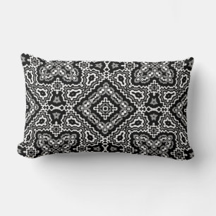 black and white geometric ethnic pattern ornament lumbar pillow