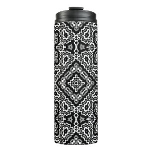  black and white geometric ethnic pattern ornament thermal tumbler