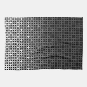 Black and white geometric gradient pattern  kitchen towel