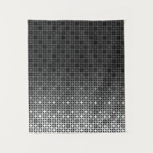 Black and white geometric gradient pattern tapestry