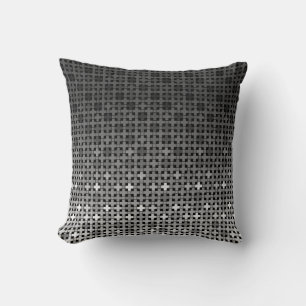Black and white geometric gradient pattern throw pillow