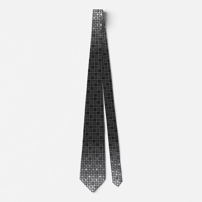 Black and white geometric gradient pattern  tie (Front)