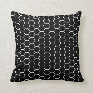 Black and White Geometric Hexagon Pattern Throw Pillow