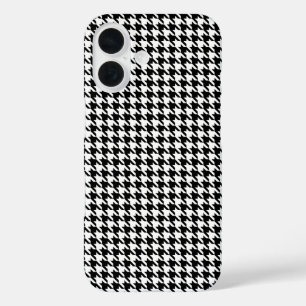 Black and White Geometric Houndstooth Pattern iPhone 16 Case