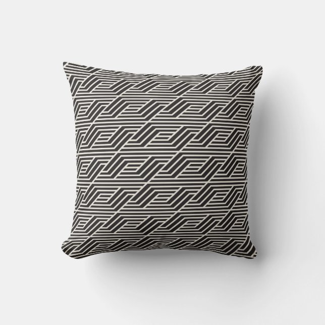 Black and White Geometric Maze Pattern Throw Pillo Pillow (Front)