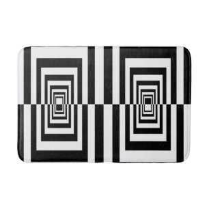 Black And White Geometric Minimalist Pattern Bath Mat