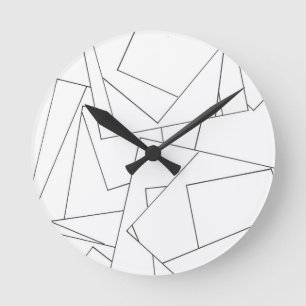 Black and White Geometric-Modern Bauhaus Round Clock