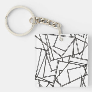 Black And White Geometric-Modern Minimalist Keychain