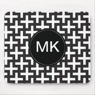 Black and White Geometric Mouse Pad