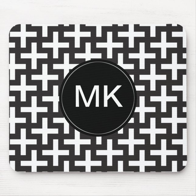 Black and White Geometric Mouse Pad (Front)