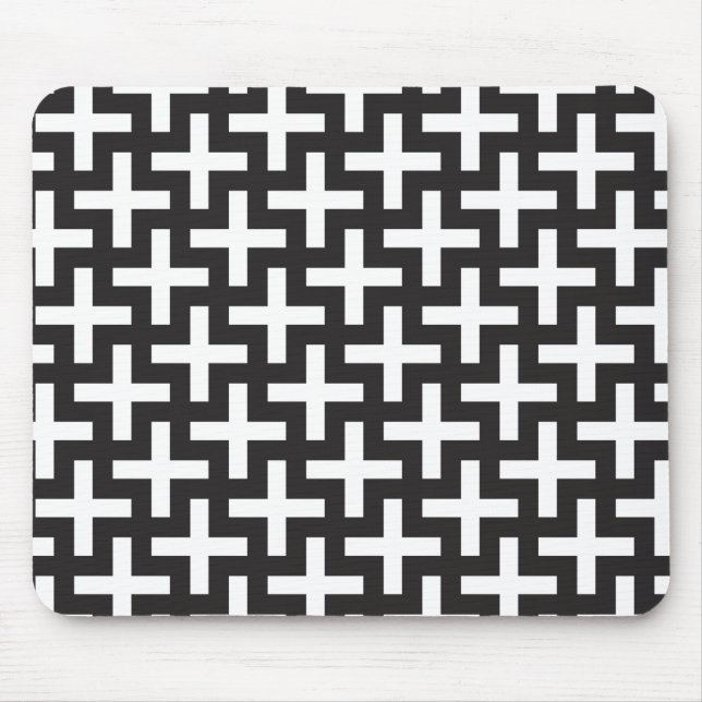 Black and White Geometric Mouse Pad (Front)