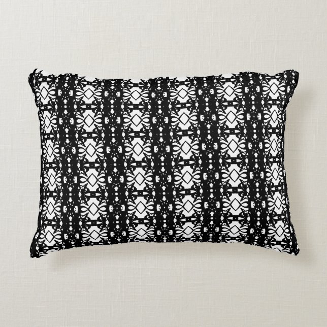 Black and White Geometric Pattern Accent Pillow (Front)