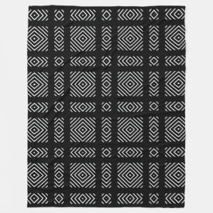 Black and white geometric pattern Ama Fleece Blanket