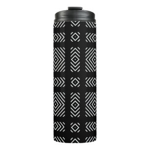 Black and white geometric pattern Ama Thermal Tumbler