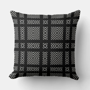 Black and white geometric pattern Ama Throw Pillow
