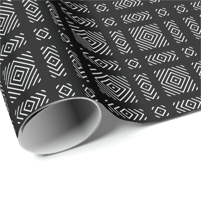 Black and white geometric pattern Ama Wrapping Paper (Roll Corner)