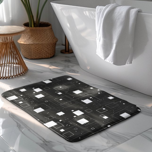 Black and White Geometric Pattern Bath Mat (Creator Uploaded)