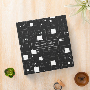 Black and White Geometric Pattern Binder