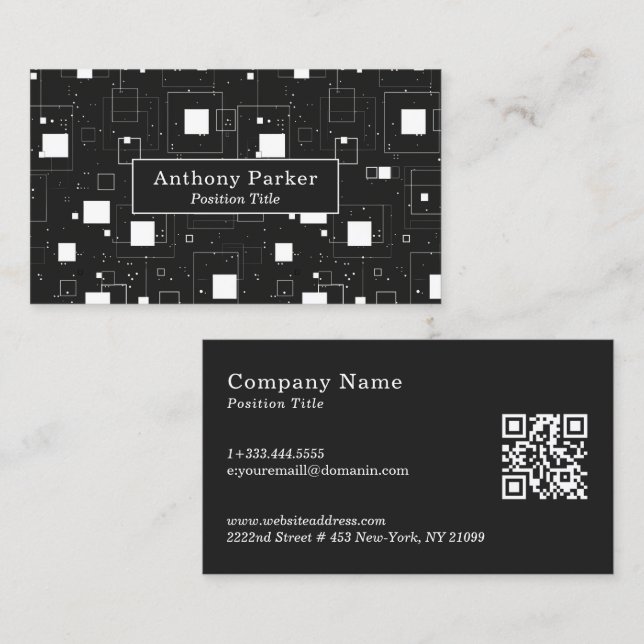 Black and White Geometric Pattern   Business Card (Front/Back)