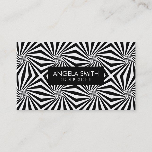 Black And White Geometric Pattern Business Card (Front)