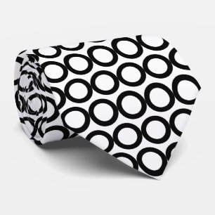 Black and White Geometric Pattern Circles Tie