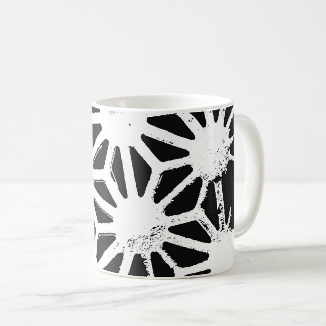 Black and white geometric pattern coffee mug (Front Right)