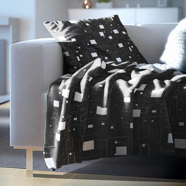 Black and White Geometric Pattern Fleece Blanket (Creator Uploaded)