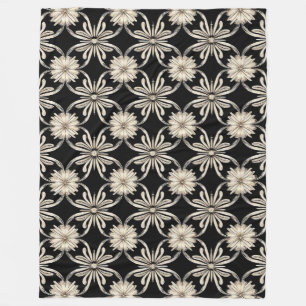 Black and white geometric pattern fleece blanket