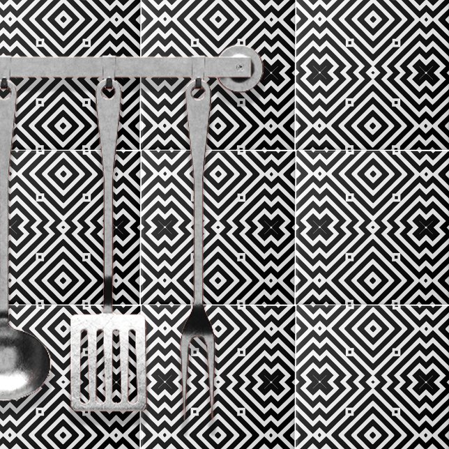 Black and White Geometric Pattern in Op Art Style Tile (Creator Uploaded)