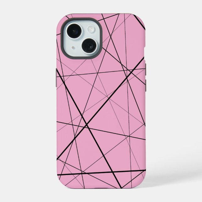 Black and white geometric pattern iPhone 15 case (Back)